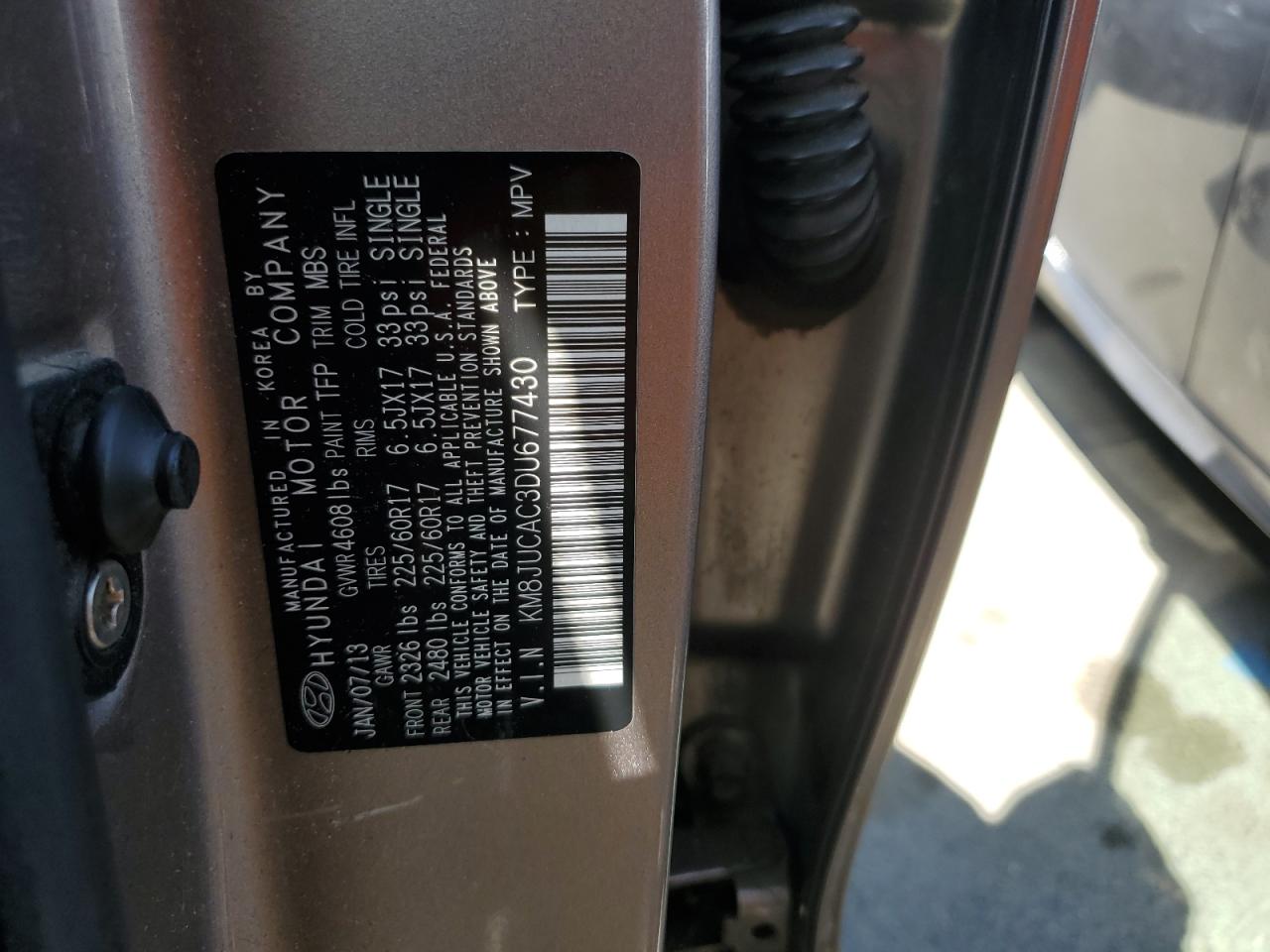 KM8JUCAC3DU677430 2013 Hyundai Tucson Gls