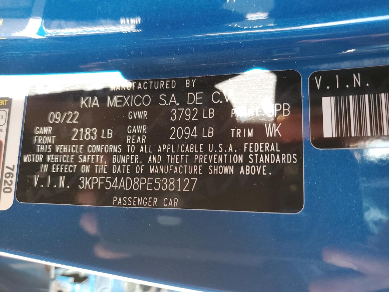 3KPF54AD8PE538127 2023 Kia Forte Gt Line