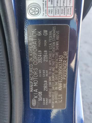 2009 Kia Spectra Ex VIN: KNAFE222895637463 Lot: 60445284