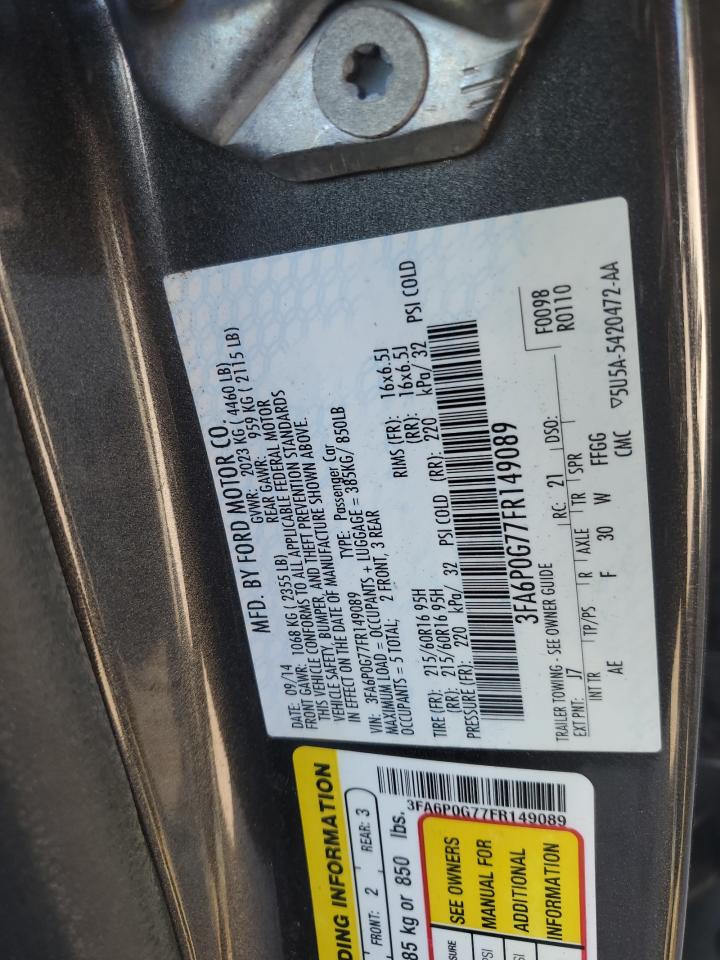 3FA6P0G77FR149089 2015 Ford Fusion S