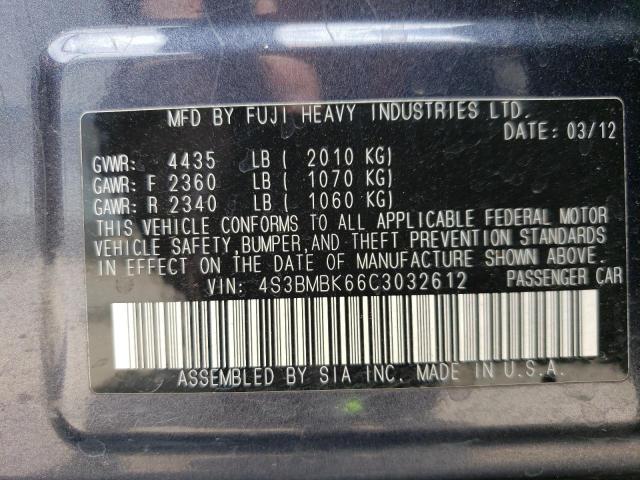 2012 Subaru Legacy 2.5I Limited VIN: 4S3BMBK66C3032612 Lot: 60262394