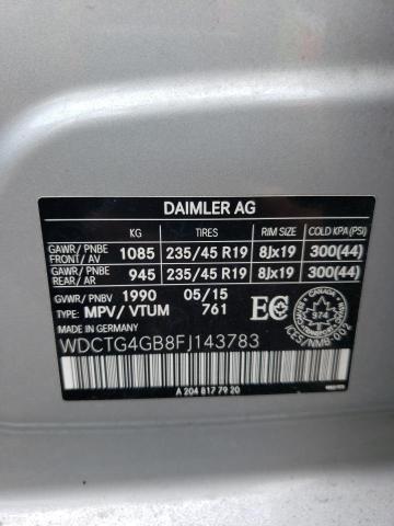 2015 Mercedes-Benz Gla 250 4Matic VIN: WDCTG4GB8FJ143783 Lot: 57733684