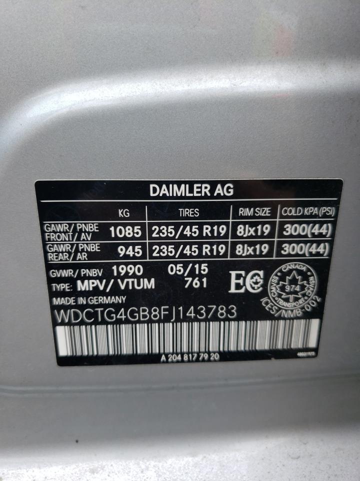 WDCTG4GB8FJ143783 2015 Mercedes-Benz Gla 250 4Matic