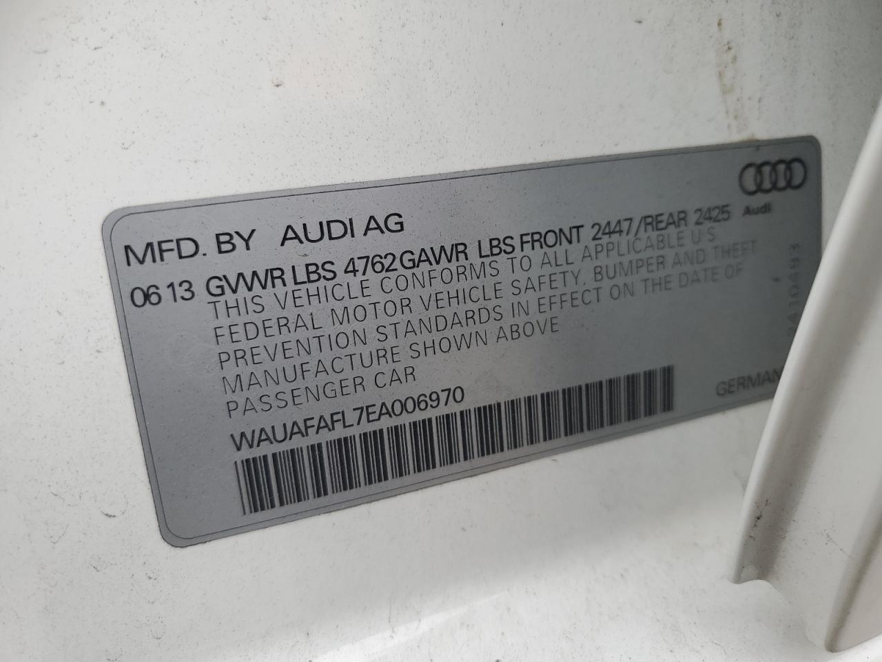 WAUAFAFL7EA006970 2014 Audi A4 Premium
