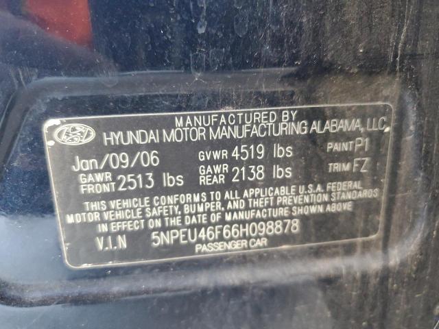 2006 Hyundai Sonata Gls VIN: 5NPEU46F66H098878 Lot: 58329174