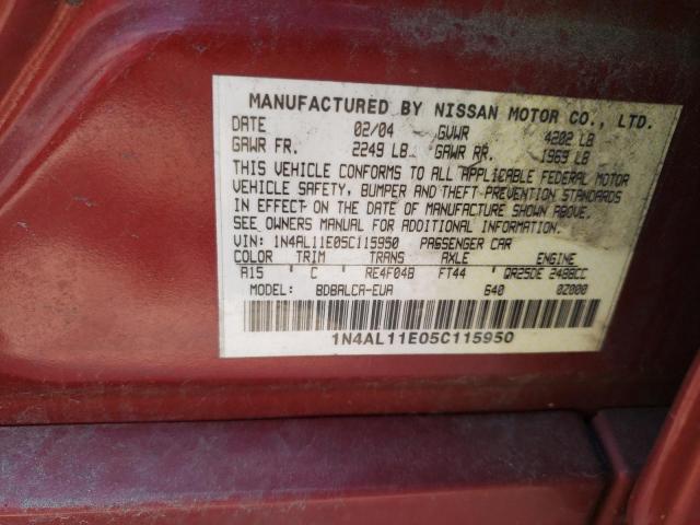 2005 Nissan Altima S VIN: 1N4AL11E05C115950 Lot: 57724164