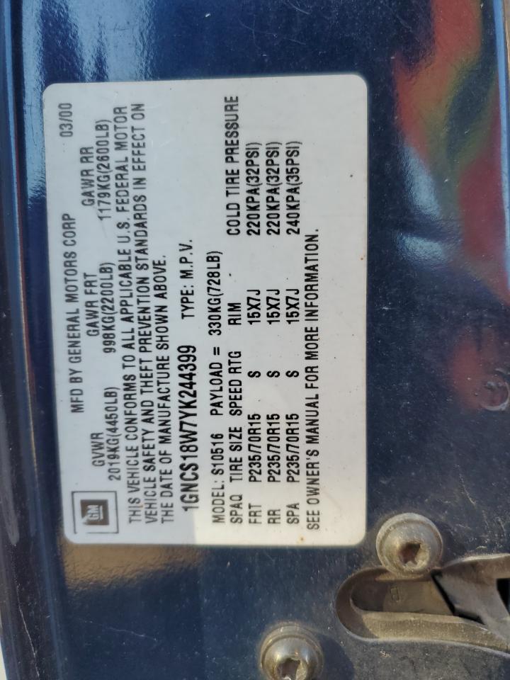 1GNCS18W7YK244399 2000 Chevrolet Blazer