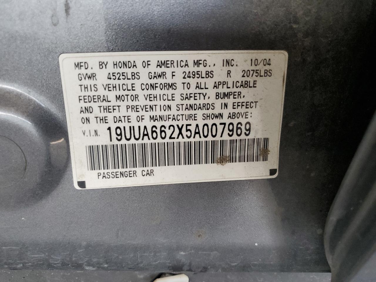 19UUA662X5A007969 2005 Acura Tl