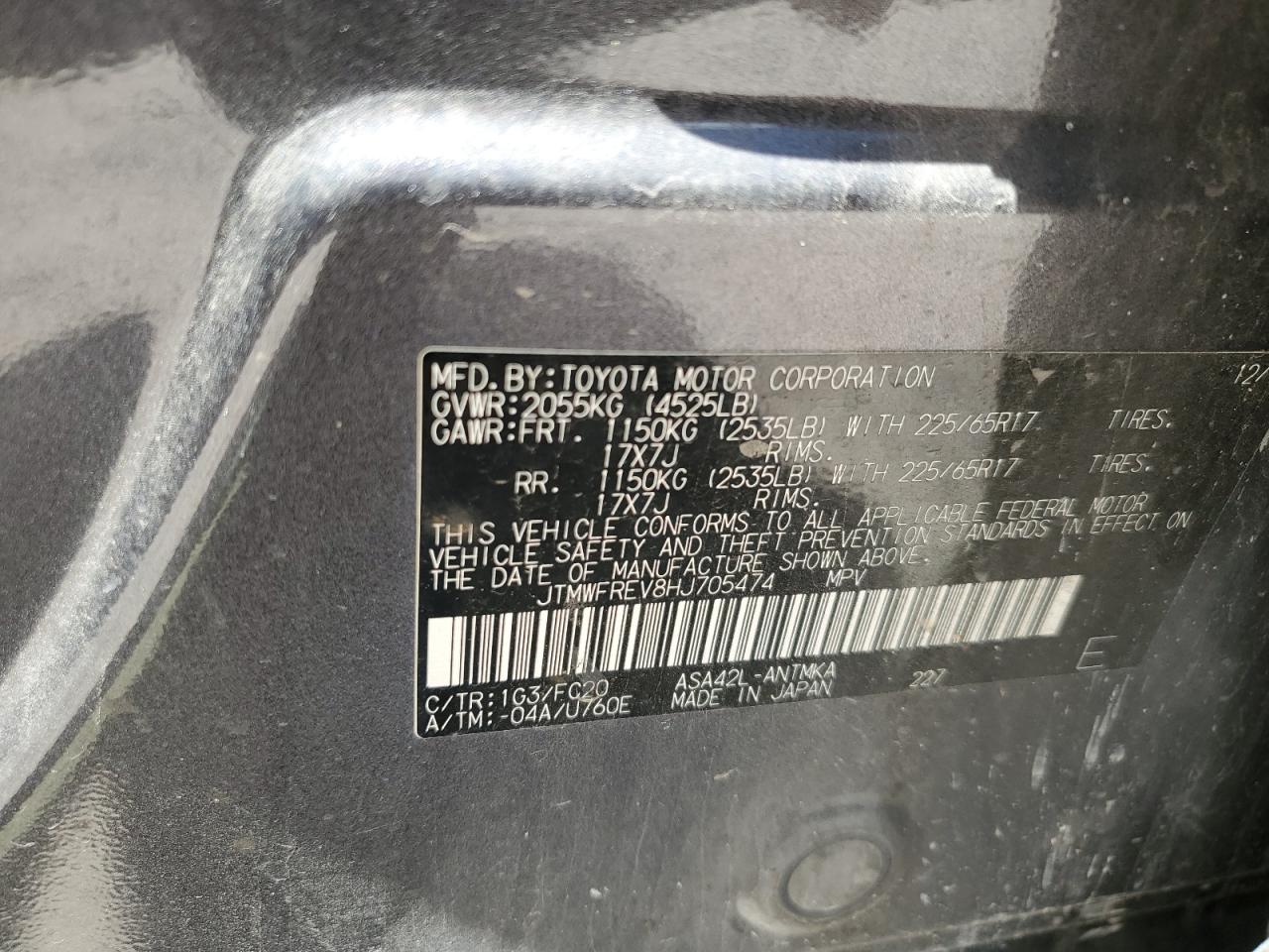 JTMWFREV8HJ705474 2017 Toyota Rav4 Xle