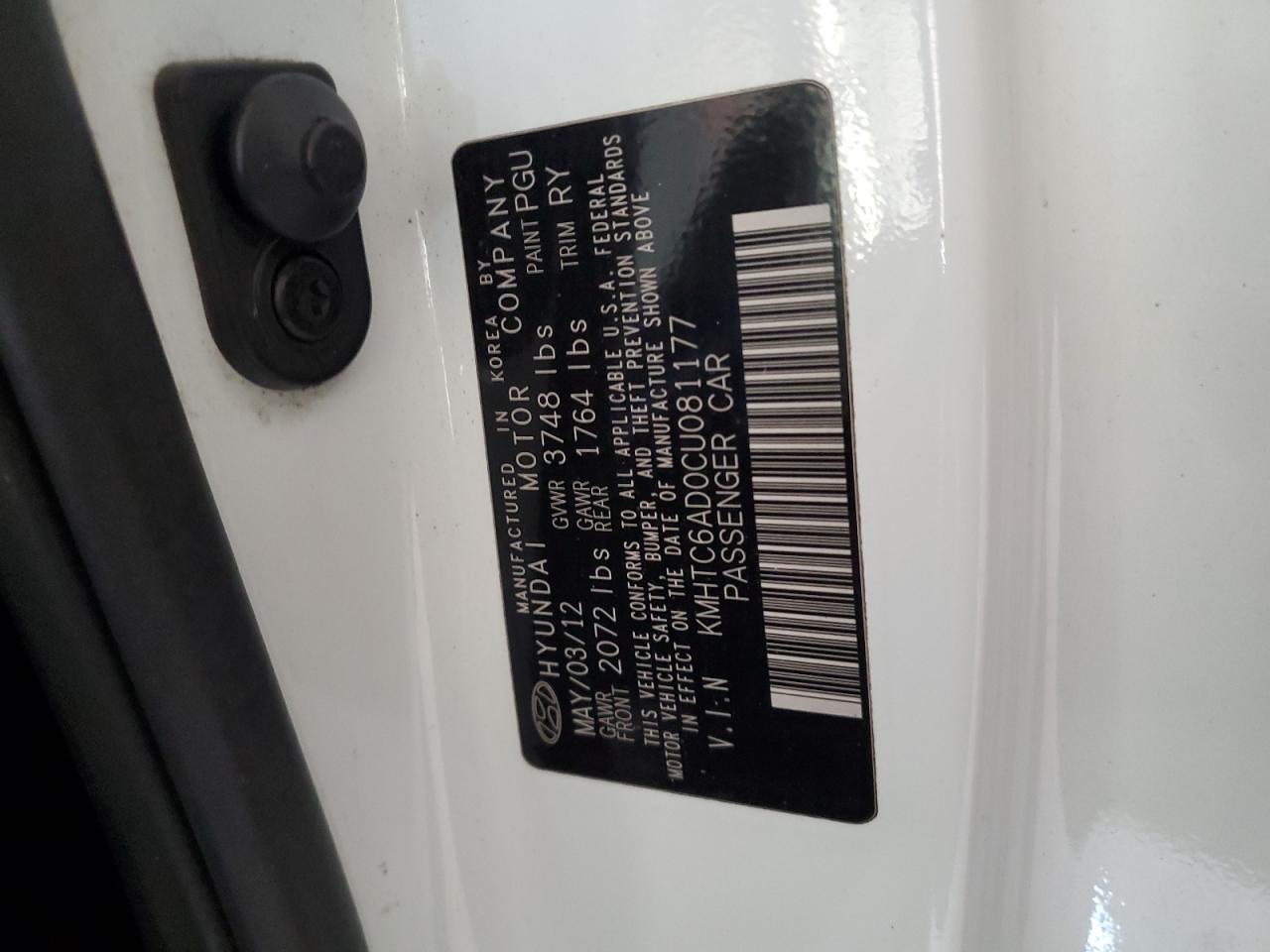 KMHTC6AD0CU081177 2012 Hyundai Veloster