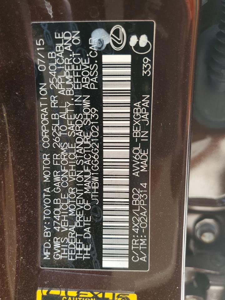 JTHBW1GG6G2102139 2016 Lexus Es 300H