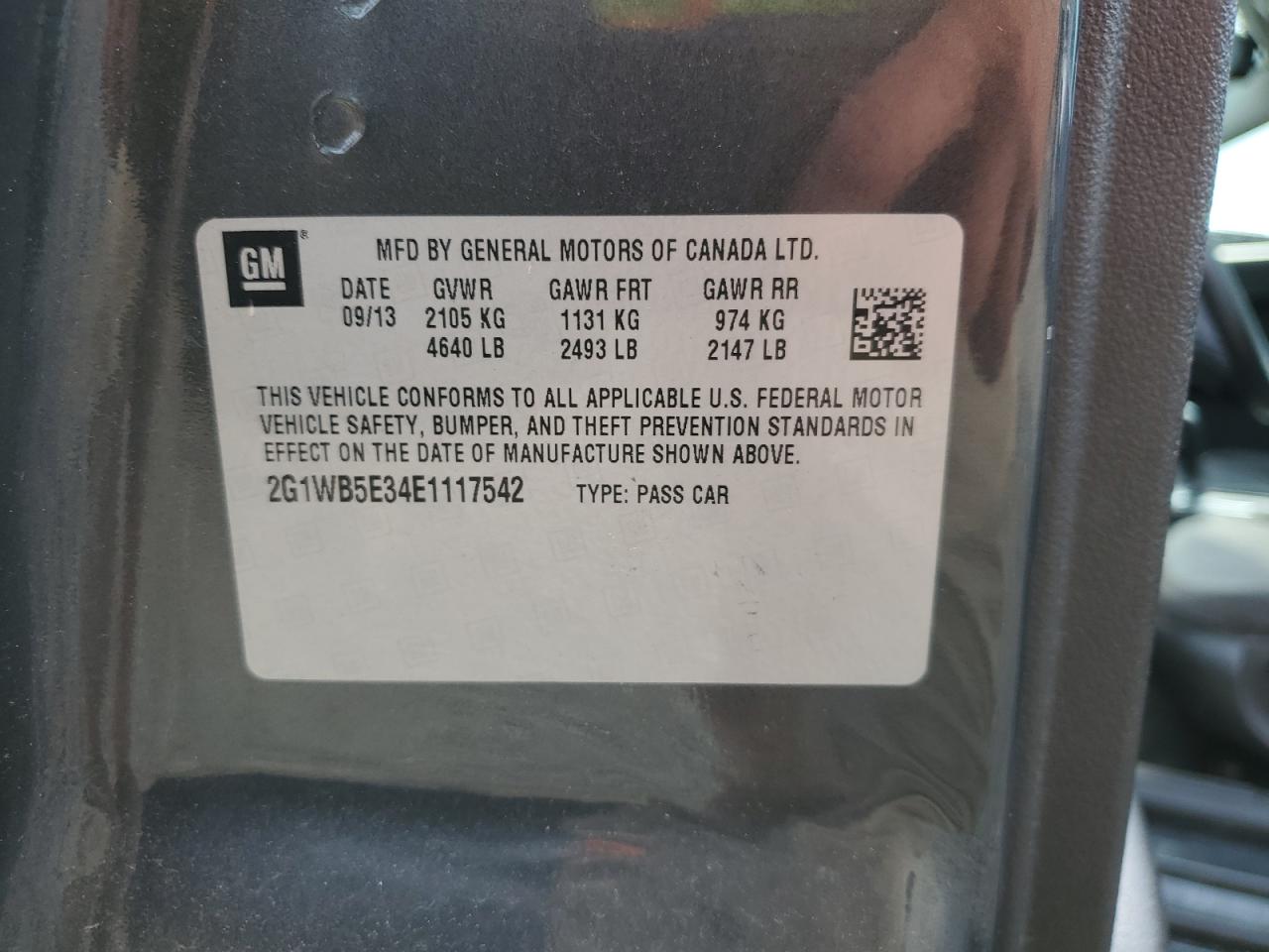 2G1WB5E34E1117542 2014 Chevrolet Impala Limited Lt