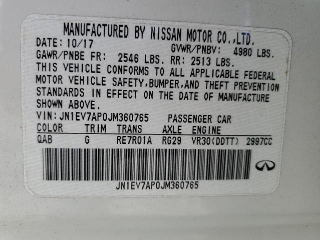 2018 Infiniti Q50 Luxe VIN: JN1EV7AP0JM360765 Lot: 57031654