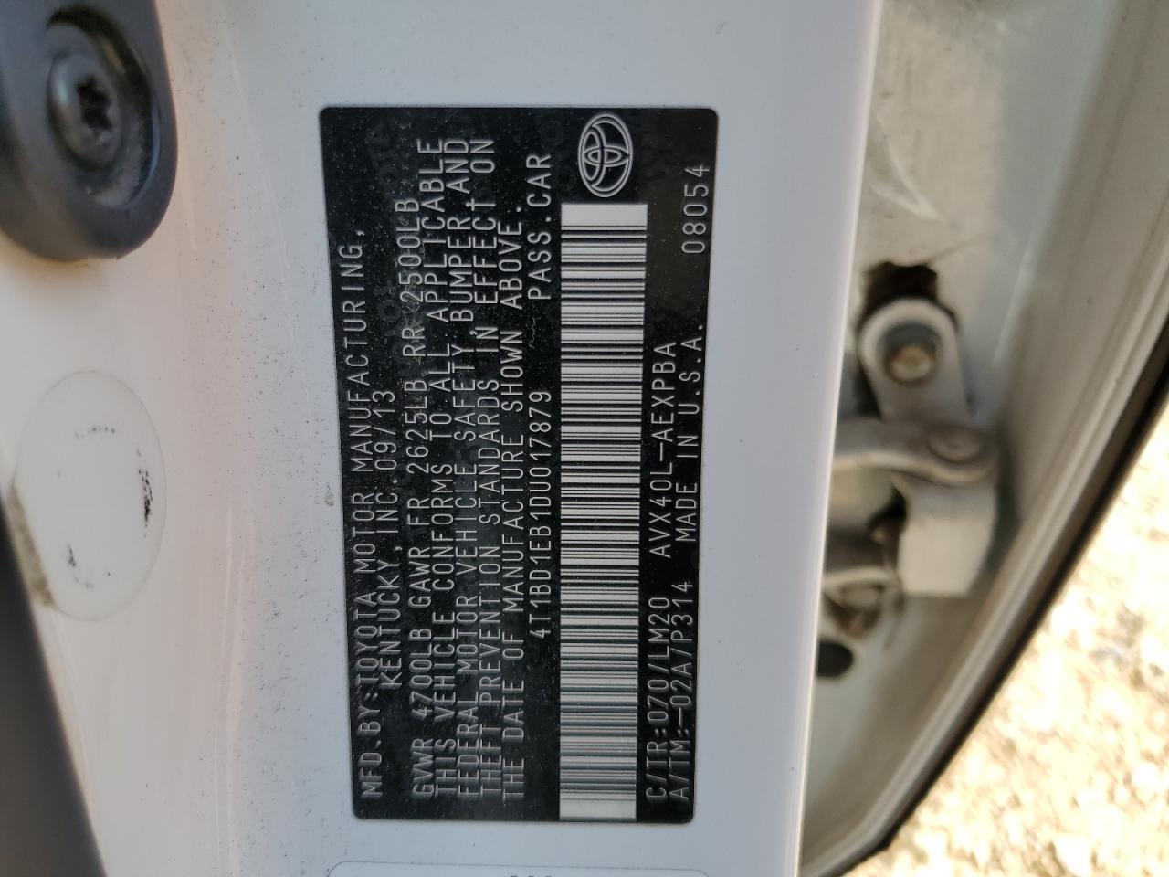 4T1BD1EB1DU017879 2013 Toyota Avalon Hybrid