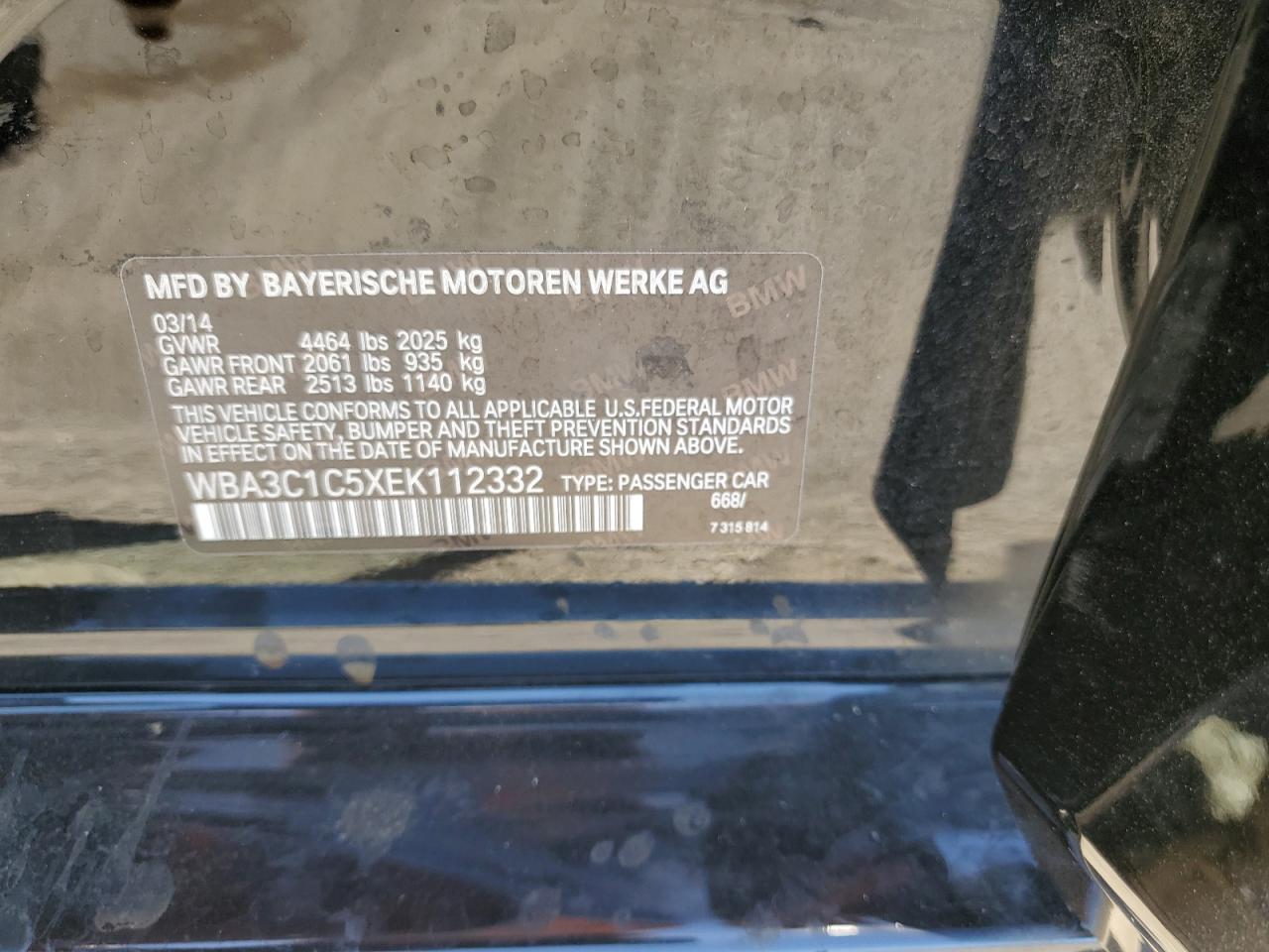 WBA3C1C5XEK112332 2014 BMW 328 I Sulev