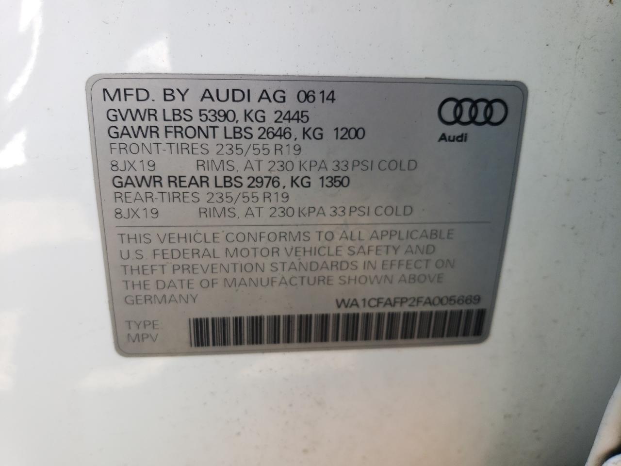 4S3BNBL61F3028340 2015 Audi Q5 Premium