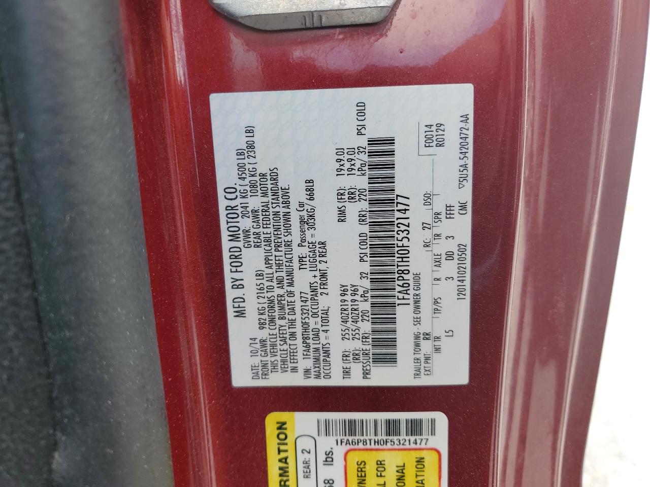 1FA6P8TH0F5321477 2015 Ford Mustang