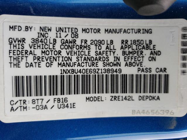 2009 Toyota Corolla Base VIN: 1NXBU40E69Z138949 Lot: 58137474