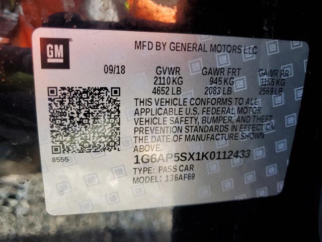 2019 CADILLAC CTS - 1G6AP5SX1K0112433