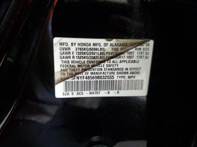 2009 Honda Pilot Exl VIN: 5FNYF48569B032555 Lot: 59402434