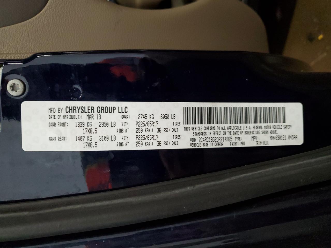 2C4RC1BG2DR714965 2013 Chrysler Town & Country Touring