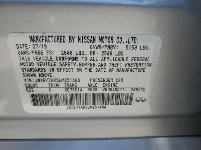 2020 Infiniti Q50 Pure VIN: JN1EV7AR5LM251464 Lot: 58224074