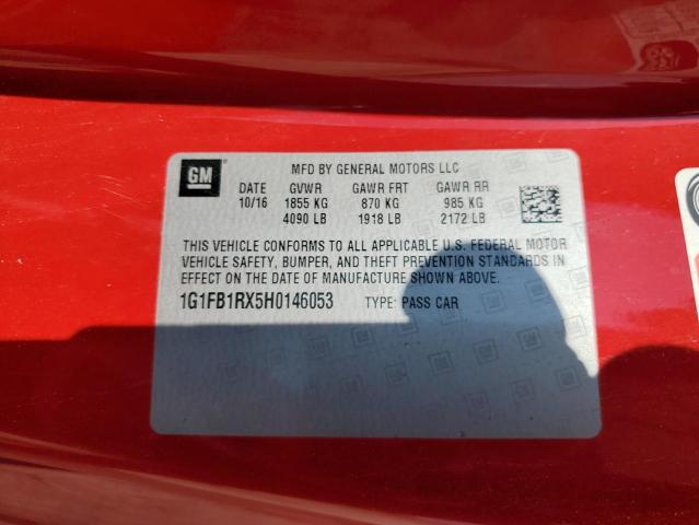 2017 Chevrolet Camaro Lt VIN: 1G1FB1RX5H0146053 Lot: 58035964