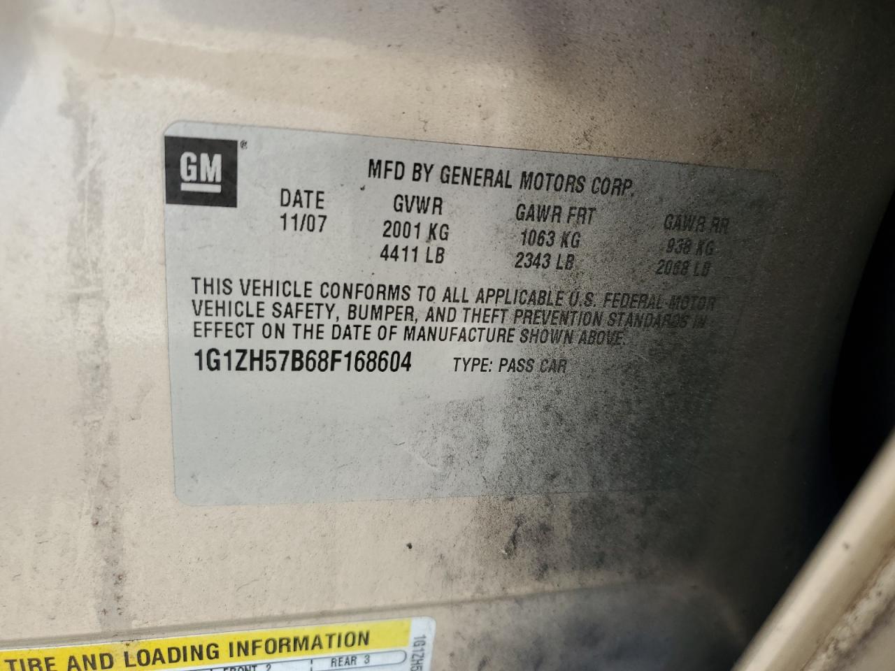 1G1ZH57B68F168604 2008 Chevrolet Malibu 1Lt