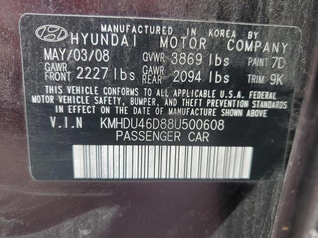 KMHDU46D88U500608 | 2008 Hyundai elantra gls