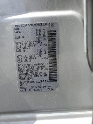 2021 Nissan Murano Sl VIN: 5N1AZ2CS4MC115414 Lot: 59941004