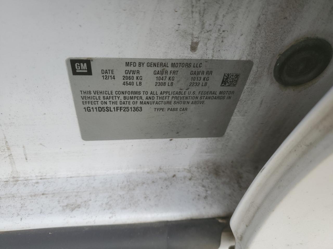 1G11D5SL1FF251363 2015 Chevrolet Malibu 2Lt