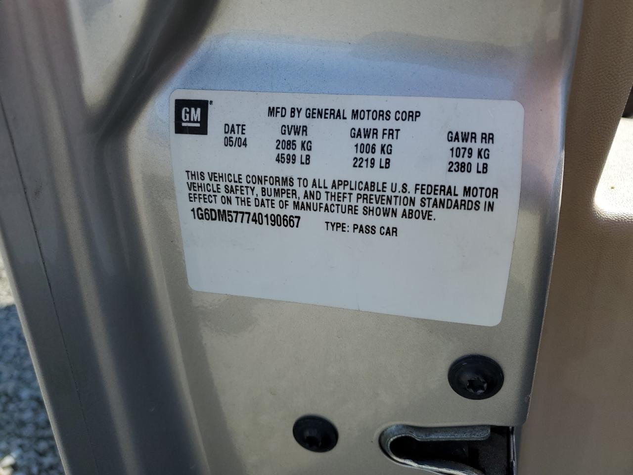 1G6DM577740190667 2004 Cadillac Cts