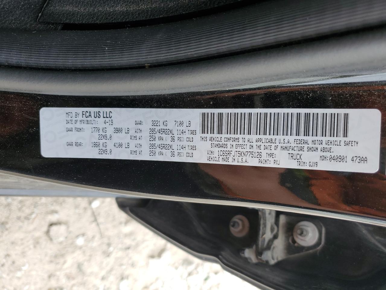 1C6SRFJT5KN775126 2019 Ram 1500 Laramie