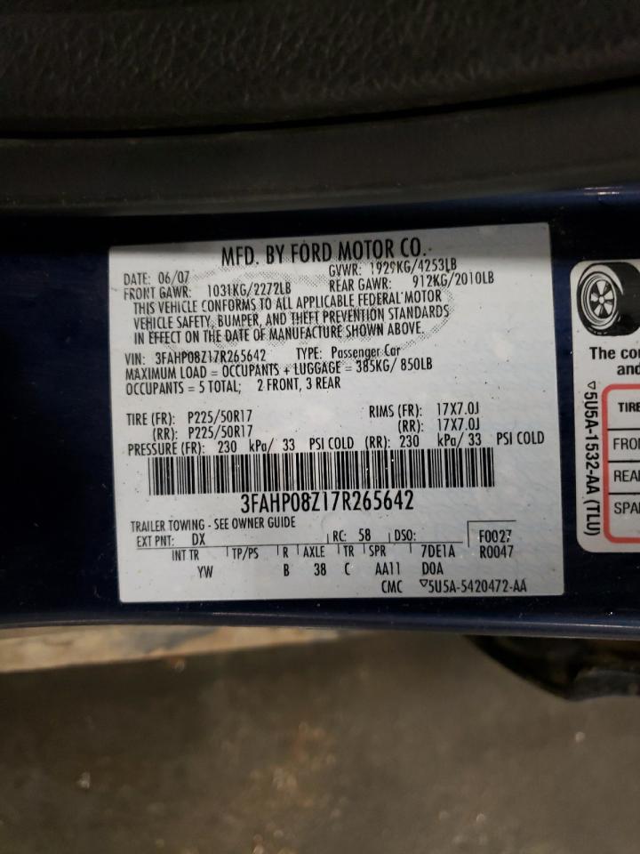 3FAHP08Z17R265642 2007 Ford Fusion Sel