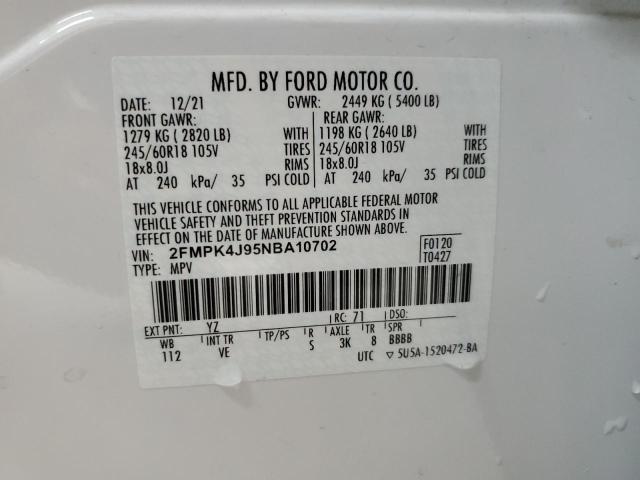 2022 Ford Edge Sel VIN: 2FMPK4J95NBA10702 Lot: 59276184