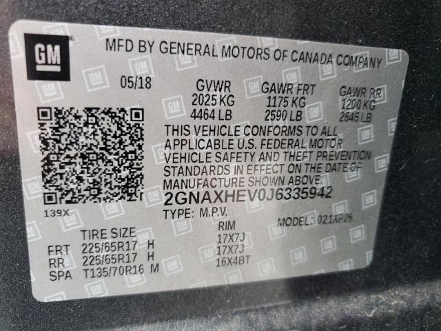 2018 Chevrolet Equinox Ls VIN: 2GNAXHEV0J6335942 Lot: 59688294