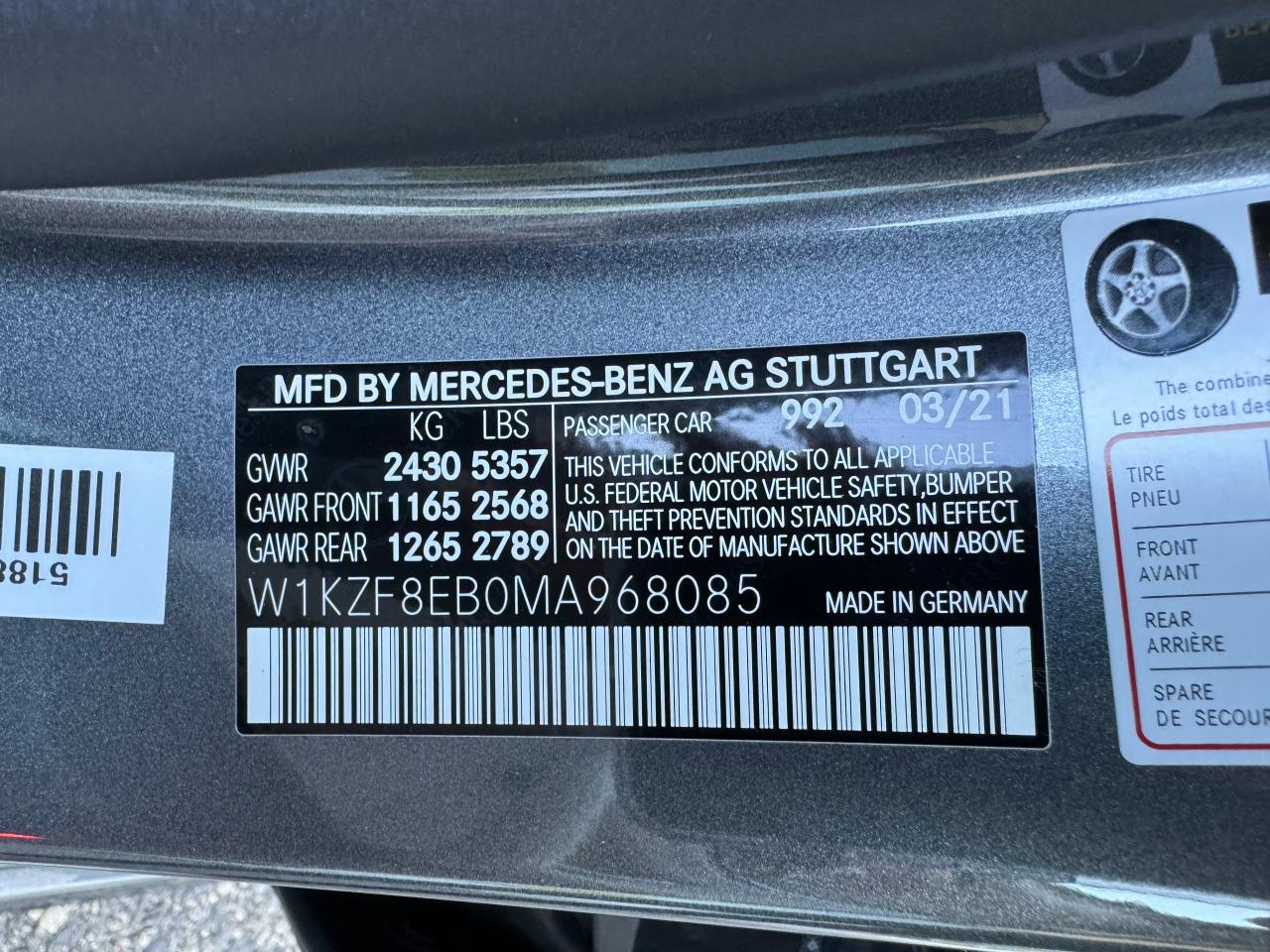 2021 Mercedes-Benz E 350 4Matic vin: W1KZF8EB0MA968085
