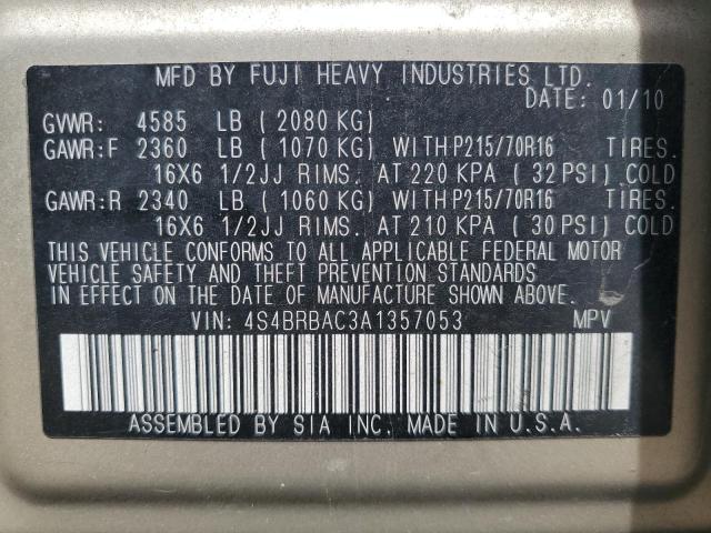 2010 Subaru Outback 2.5I VIN: 4S4BRBAC3A1357053 Lot: 59048454