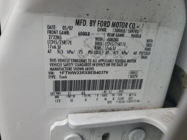2008 Ford F350 Super Duty VIN: 1FTWW33RX8EB40379 Lot: 60375164