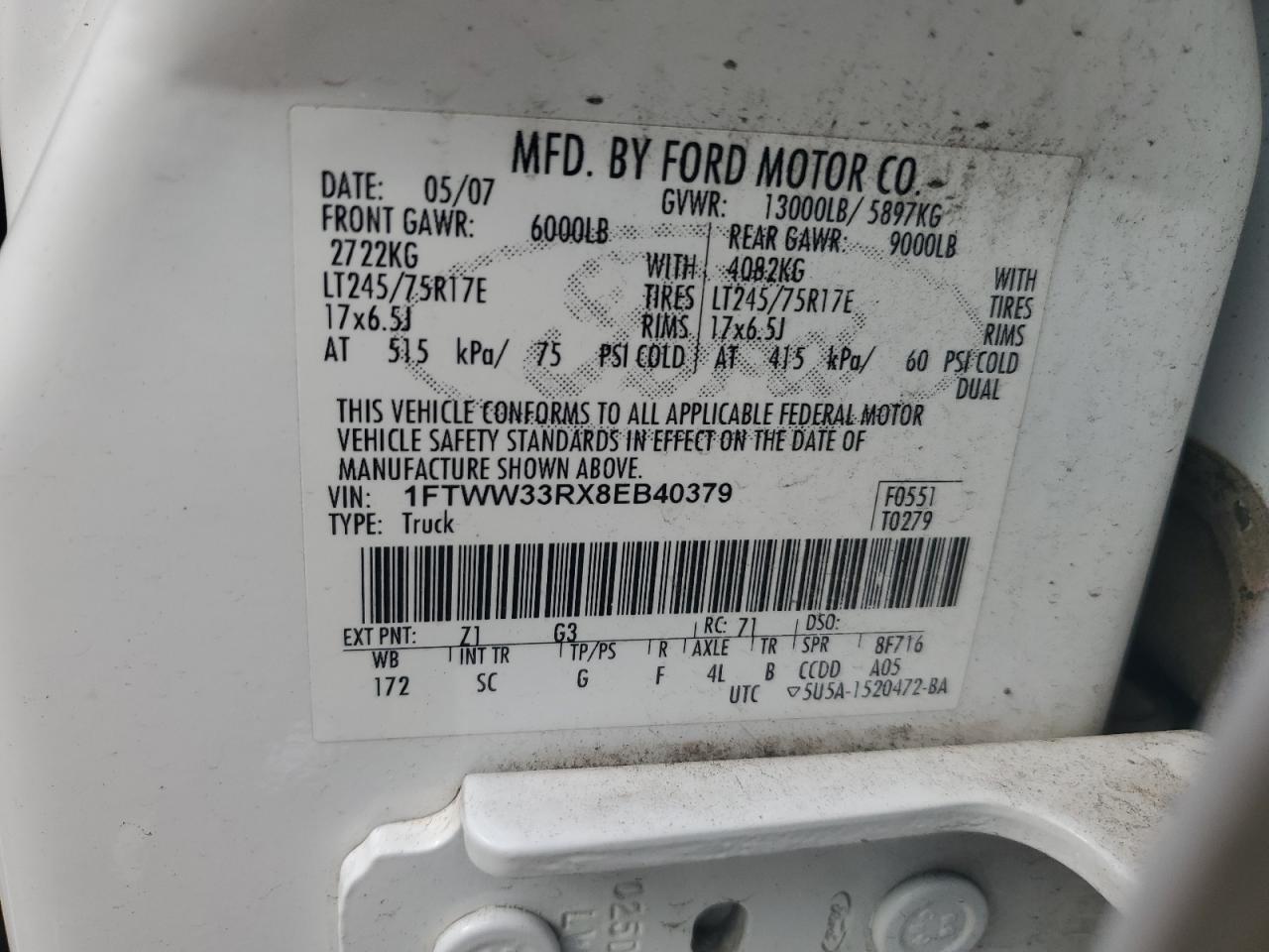 1FTWW33RX8EB40379 2008 Ford F350 Super Duty