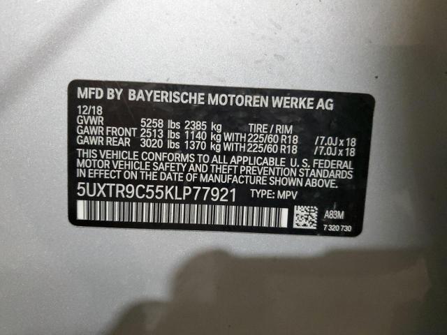 2019 BMW X3 xDrive30I VIN: 5UXTR9C55KLP77921 Lot: 58403104