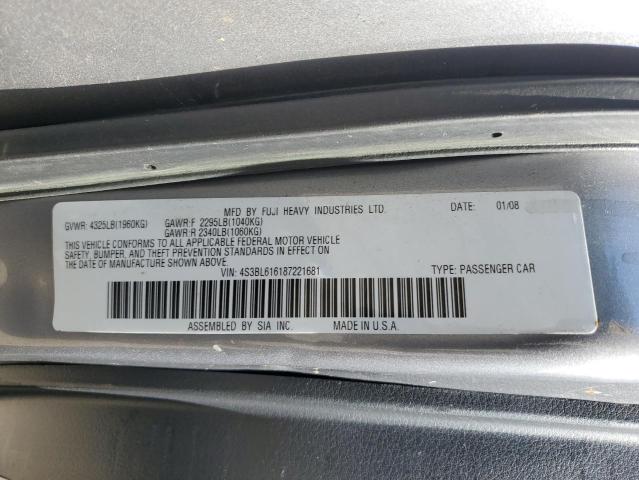 2008 Subaru Legacy 2.5I VIN: 4S3BL616187221681 Lot: 59528624