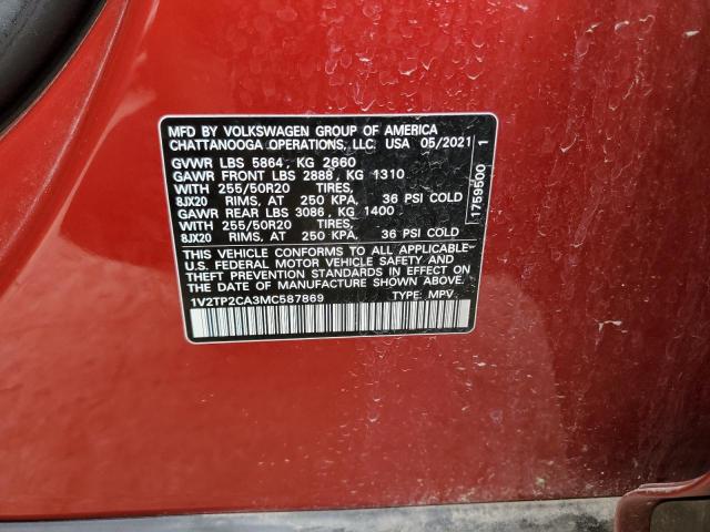 2021 VOLKSWAGEN ATLAS SEL - 1V2TP2CA3MC587869