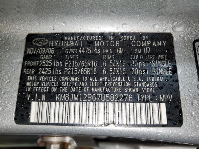 2007 Hyundai Tucson Gls VIN: KM8JM12B67U582276 Lot: 59433834