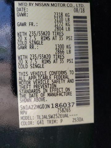 2018 Nissan Murano S VIN: 5N1AZ2MG0JN186037 Lot: 58028894