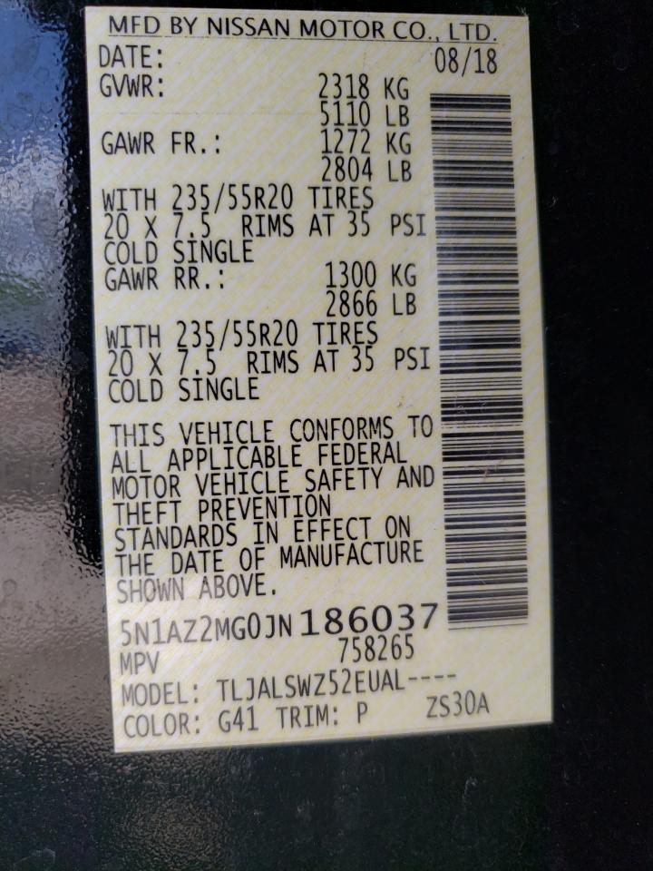 5N1AZ2MG0JN186037 2018 Nissan Murano S