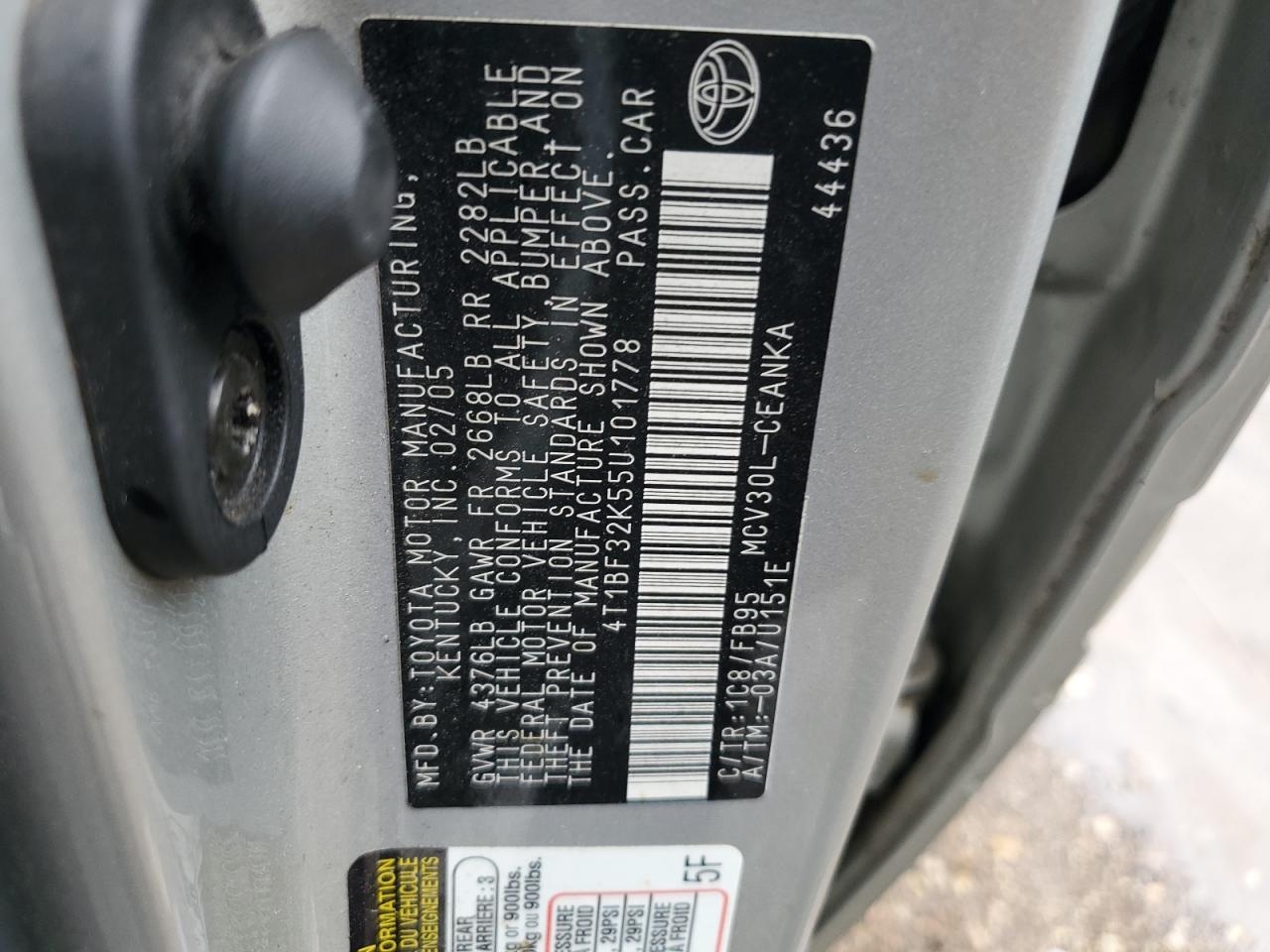 4T1BF32K55U101778 2005 Toyota Camry Le