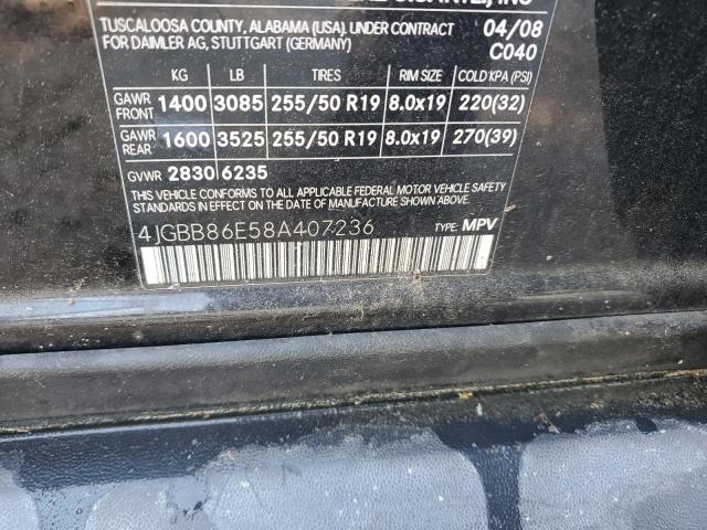 2008 Mercedes-Benz Ml 350 VIN: 4JGBB86E58A407236 Lot: 58434554