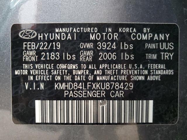 2019 Hyundai Elantra Sel VIN: KMHD84LFXKU878429 Lot: 57513484