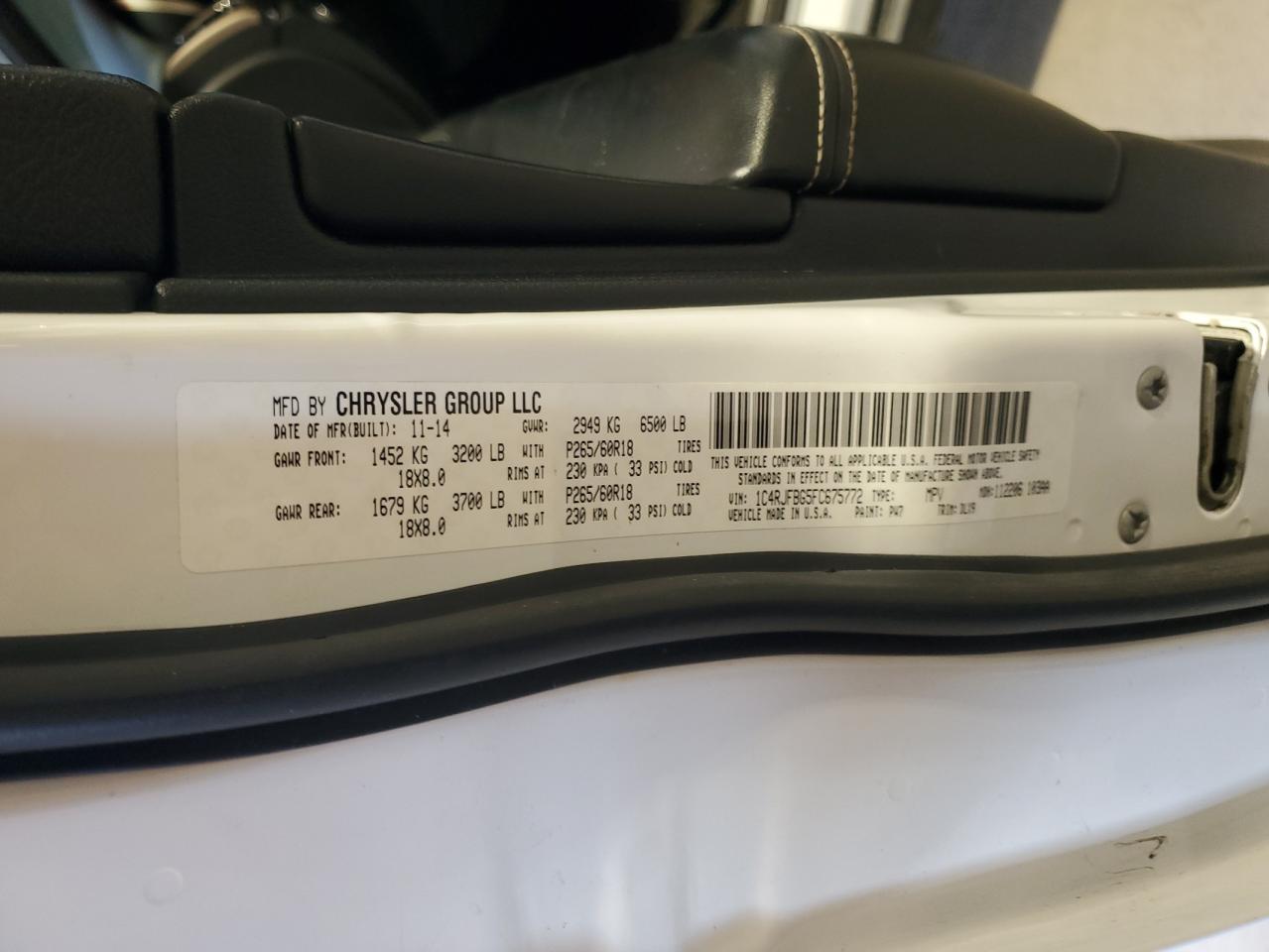 1C4RJFBG5FC675772 2015 Jeep Grand Cherokee Limited